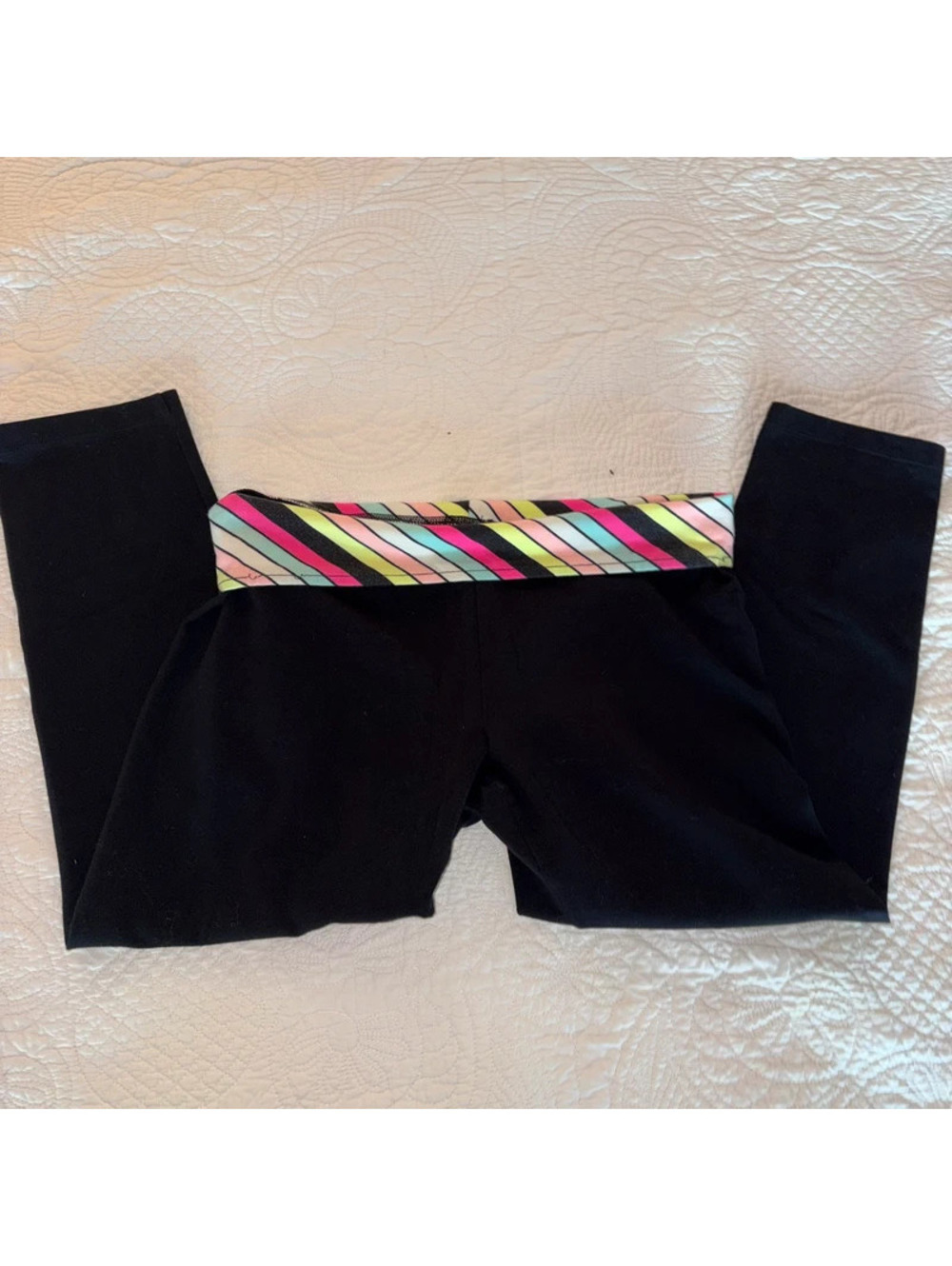 Multicolored Y2K Flirtitude Fold Over Striped Capris
